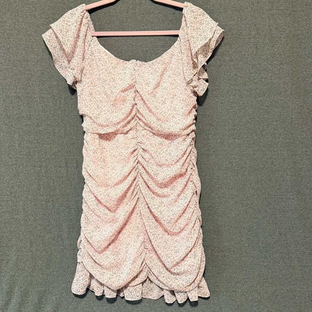 She + Sky Floral Ruched Mini Dress Size L - Picture 2 of 11